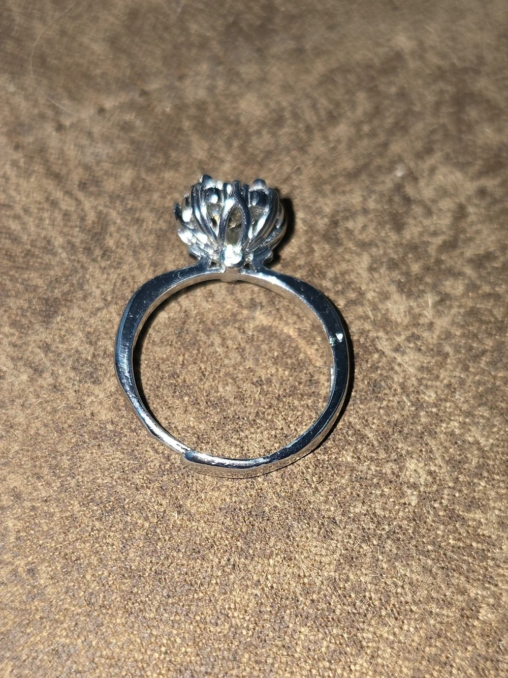 NWOT 1ct GRA Certified Moissanite Square Cluster Ring Adjustable Silver Tone